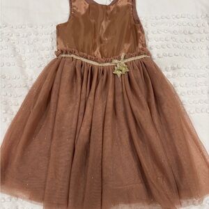 H&M Brown Sleeveless Dress with Gold Star Belt